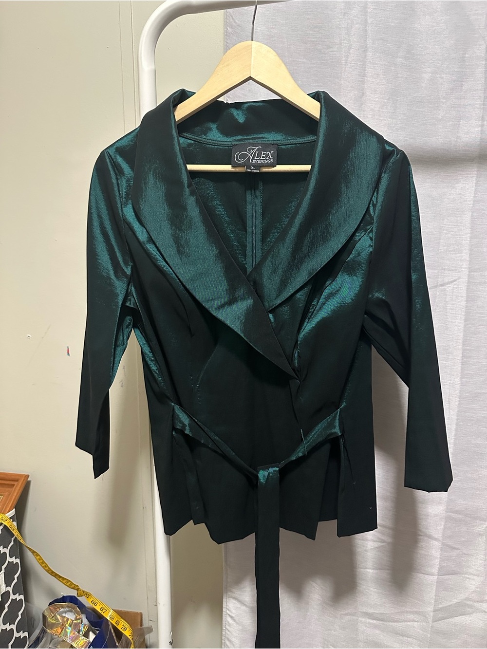 Alex Evenings Emerald Green Elegant Blouse size XL formal holiday statement